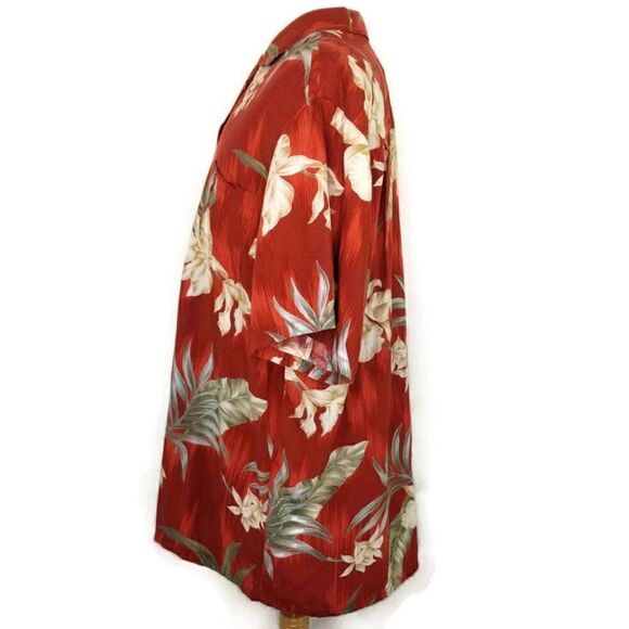 Vtg Paradise Found Mens XL Red Rayon Floral Button Up S/S Hawaiian Shirt USA - Picture 4 of 10
